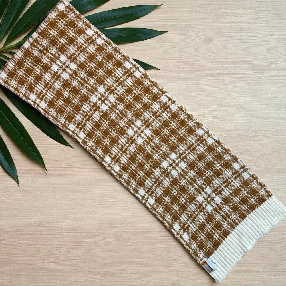 Timberland Plaid Knit Scarf – Tan Caramel & Cream – OS - Picture 4 of 10